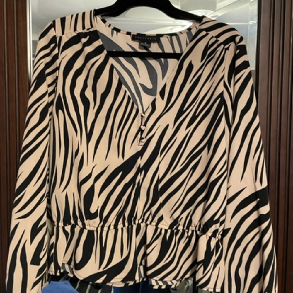 SANCTUARY - Zebra All Nighter Peplum Top - Size Medium